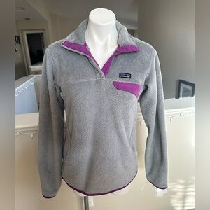 Patagonia Re Tool Snap T Pullover Fleece Gray Purple Sweater Size M (A5)